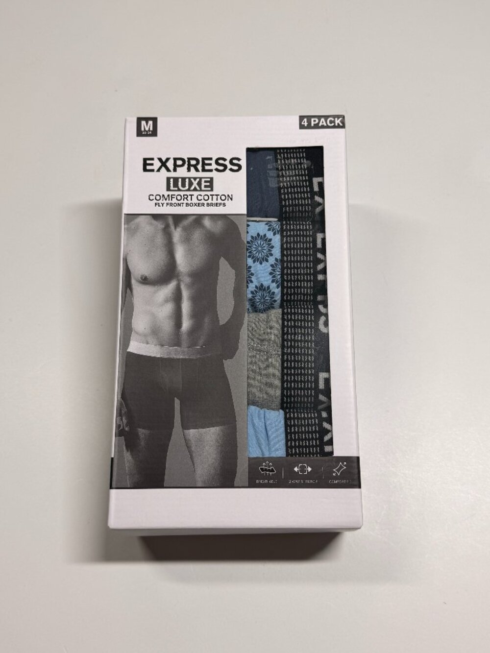 NWT Express Luxe Comfort Cotton Briefs - Multi Colors - 4 Pack
